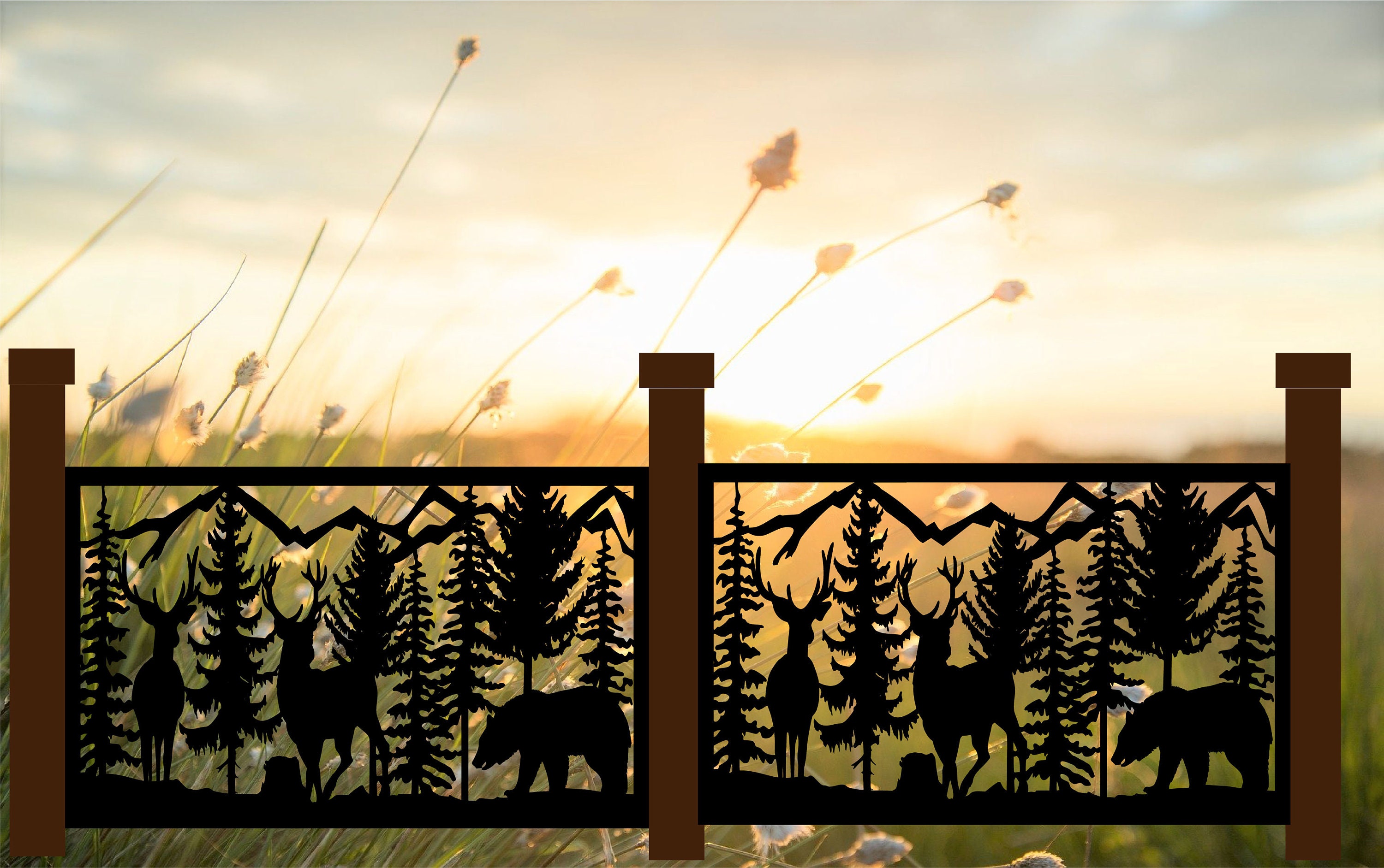 Nature Cut Out Railing Decorative Rustic Railings, Metal Panel Insert, Staircase Railings ...