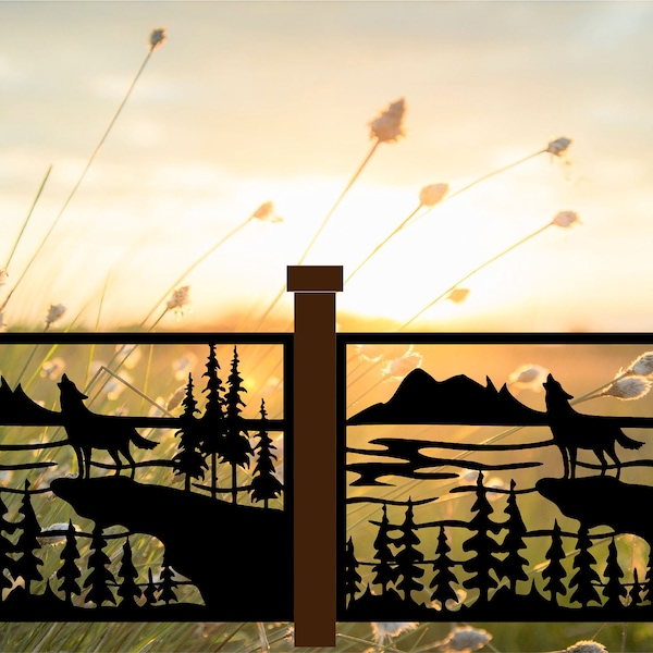 Rustic Wildlife Scene Panel Art With Lone Wolf