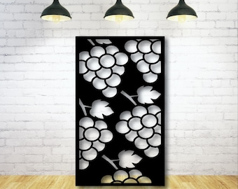 Metal Panel, Metal Privacy Screen, Fence, Decorative Panel, Wall Art, Garden Panel, Indoor & Outdoor - Grape Metal Panel, Vineyard