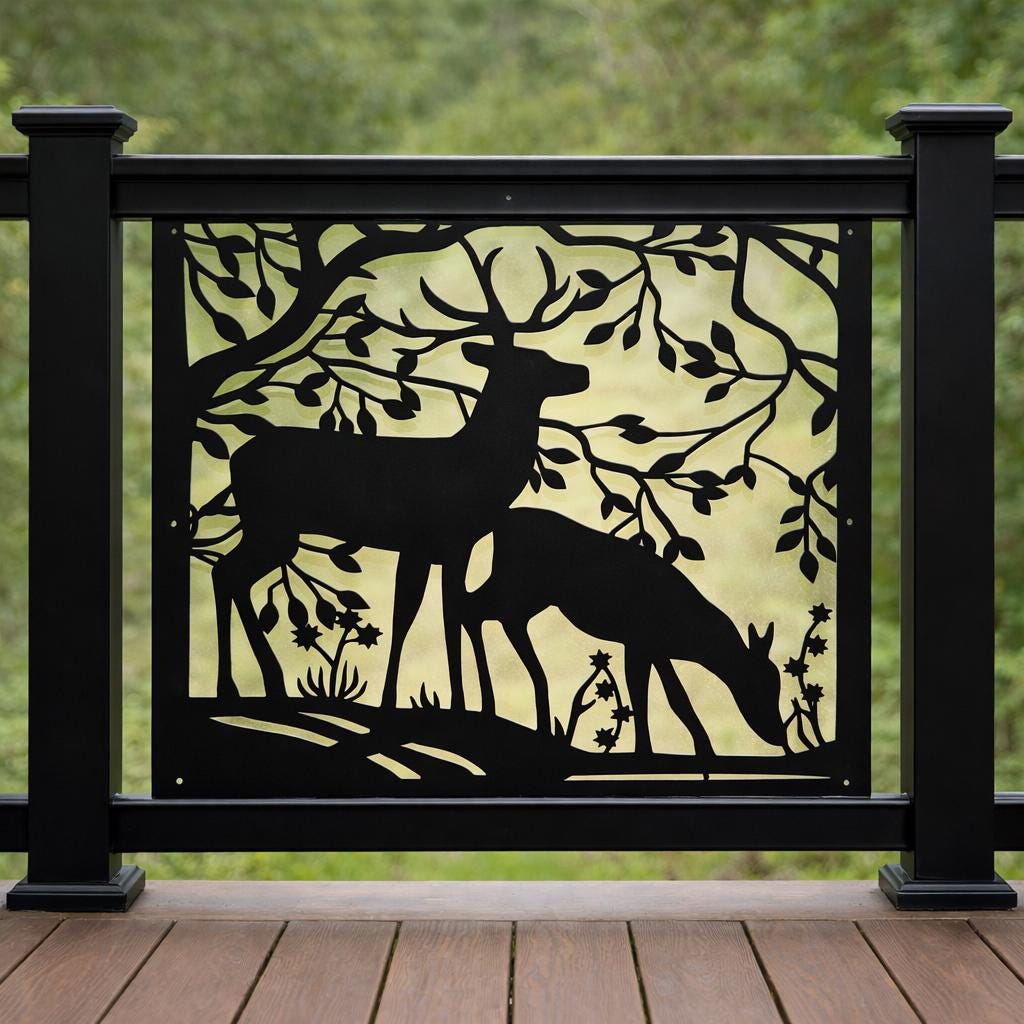 Decorative Railing Inserts Decorative Rustic Railings, Metal Panel Insert, Staircase Railings ...