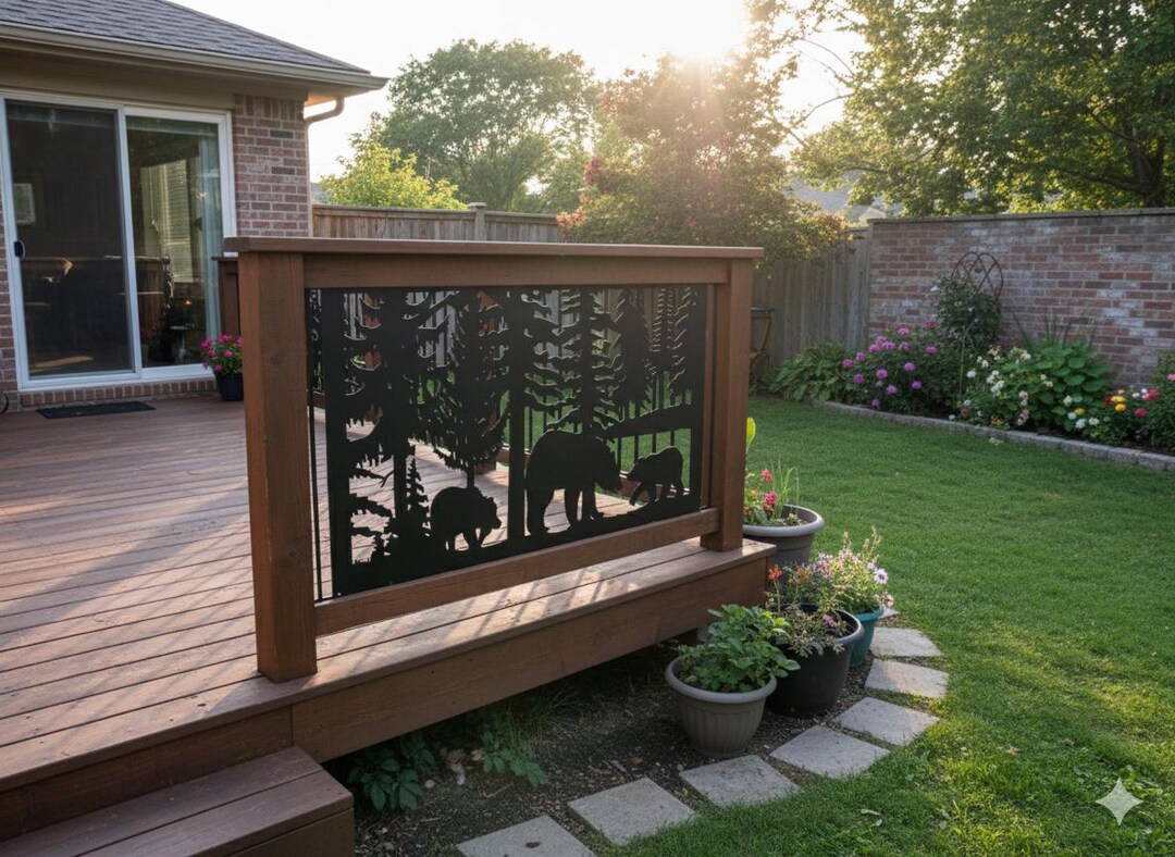Rustic Metal Railing Insert, Wildlife Bear Scene, Panel - Etsy