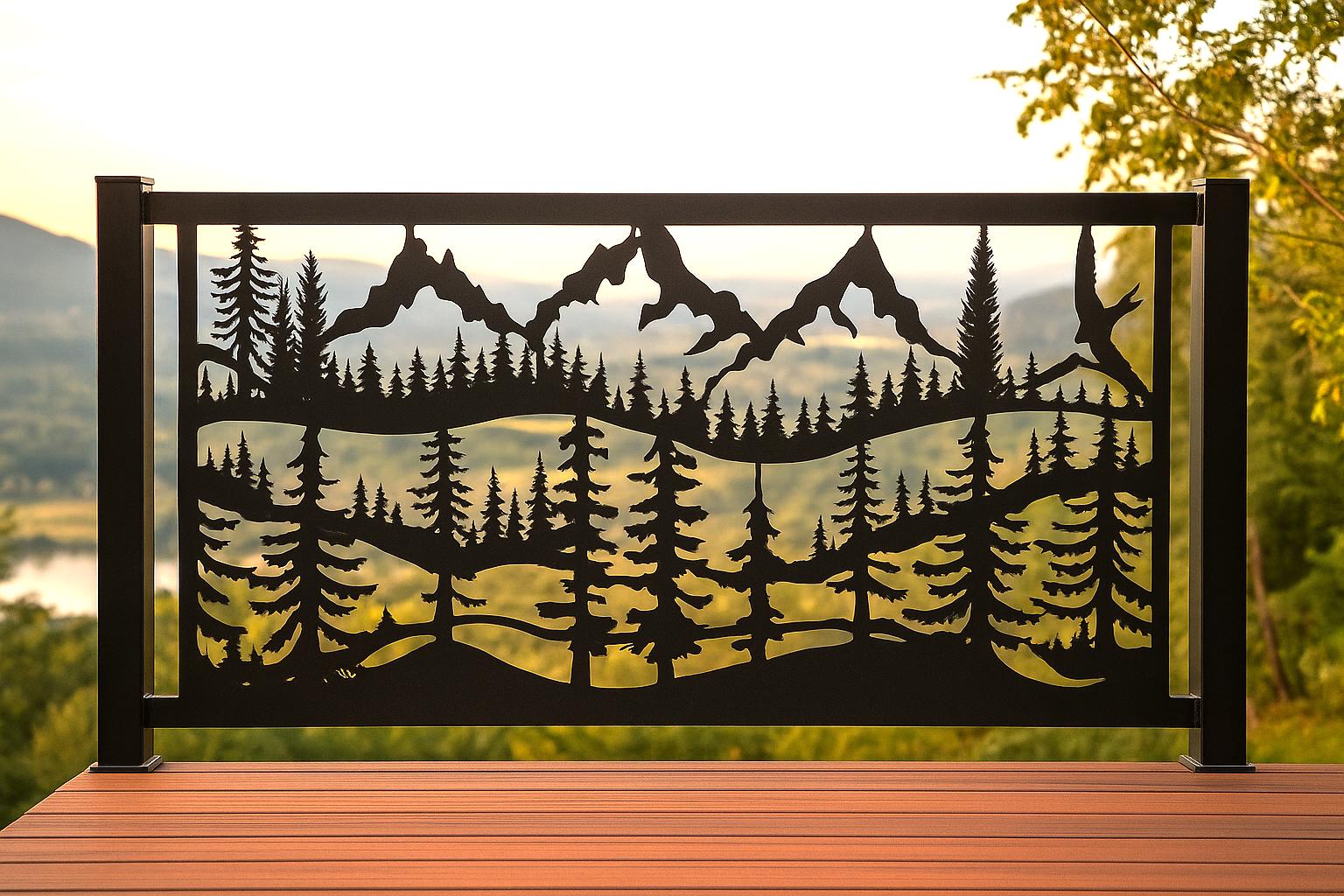 Mountain Summit Railing Decorative Rustic Railings, Metal Panel Insert, Staircase Railings ...