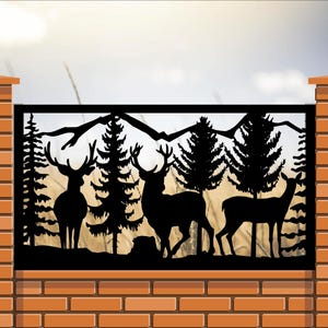 Decorative Rustic Railings, Metal Panel Insert, Staircase Railings, Balcony Panel- Wildlife Scenery With Two Bucks and A Doe