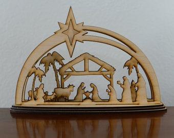 Small Natural Wood Nativity Scene