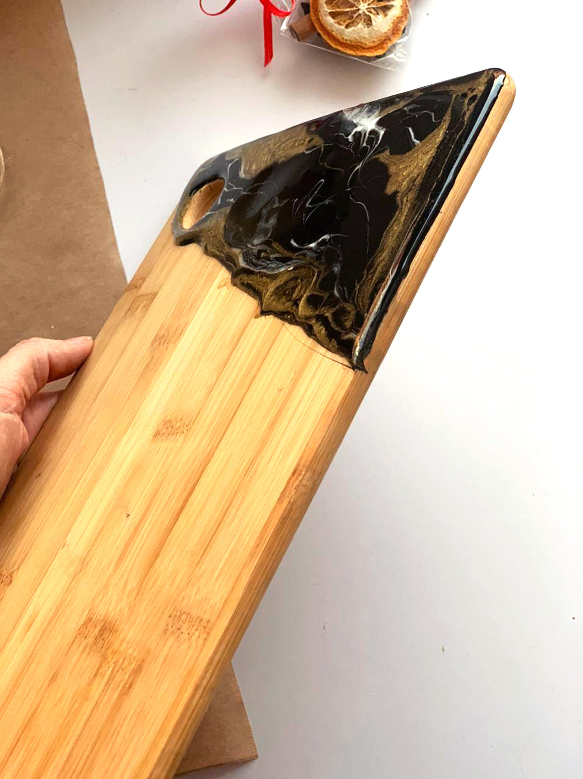 Unique serving tray / ccharcuterie board / black and gold Etsy