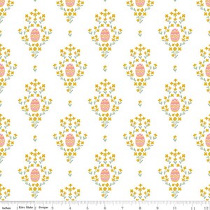 Easter Egg hunt Eggs White half yard from Riley Blake Designs