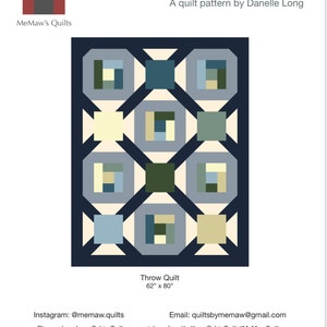 PDF Lazy Cabin Quilt Pattern DIGITAL DOWNLOAD Throw size printable
