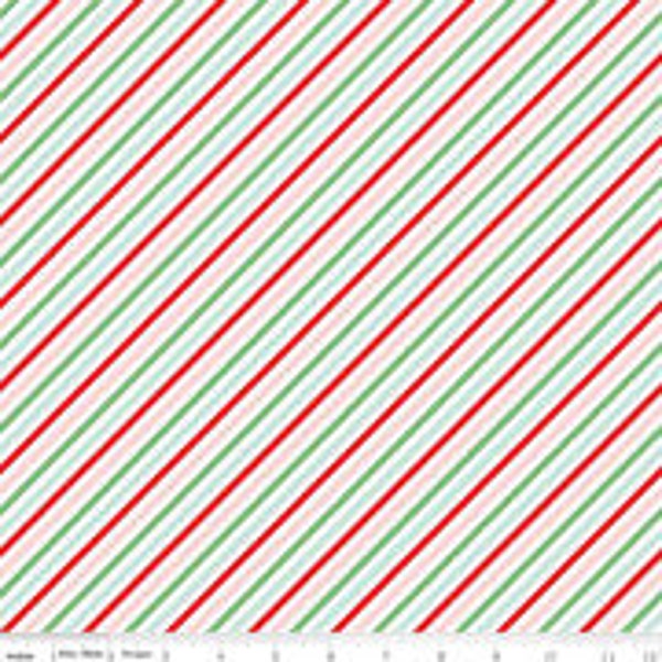 Pixie Noel 2 Multi Christmas colors Diagonal  stripe half yard