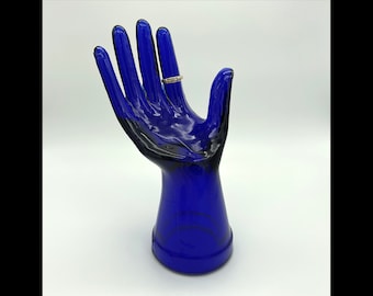 Glass Cobalt Blue Vintage Style Ring Bracelet Jewelry Holder Display Mannequin Hand for Accessories