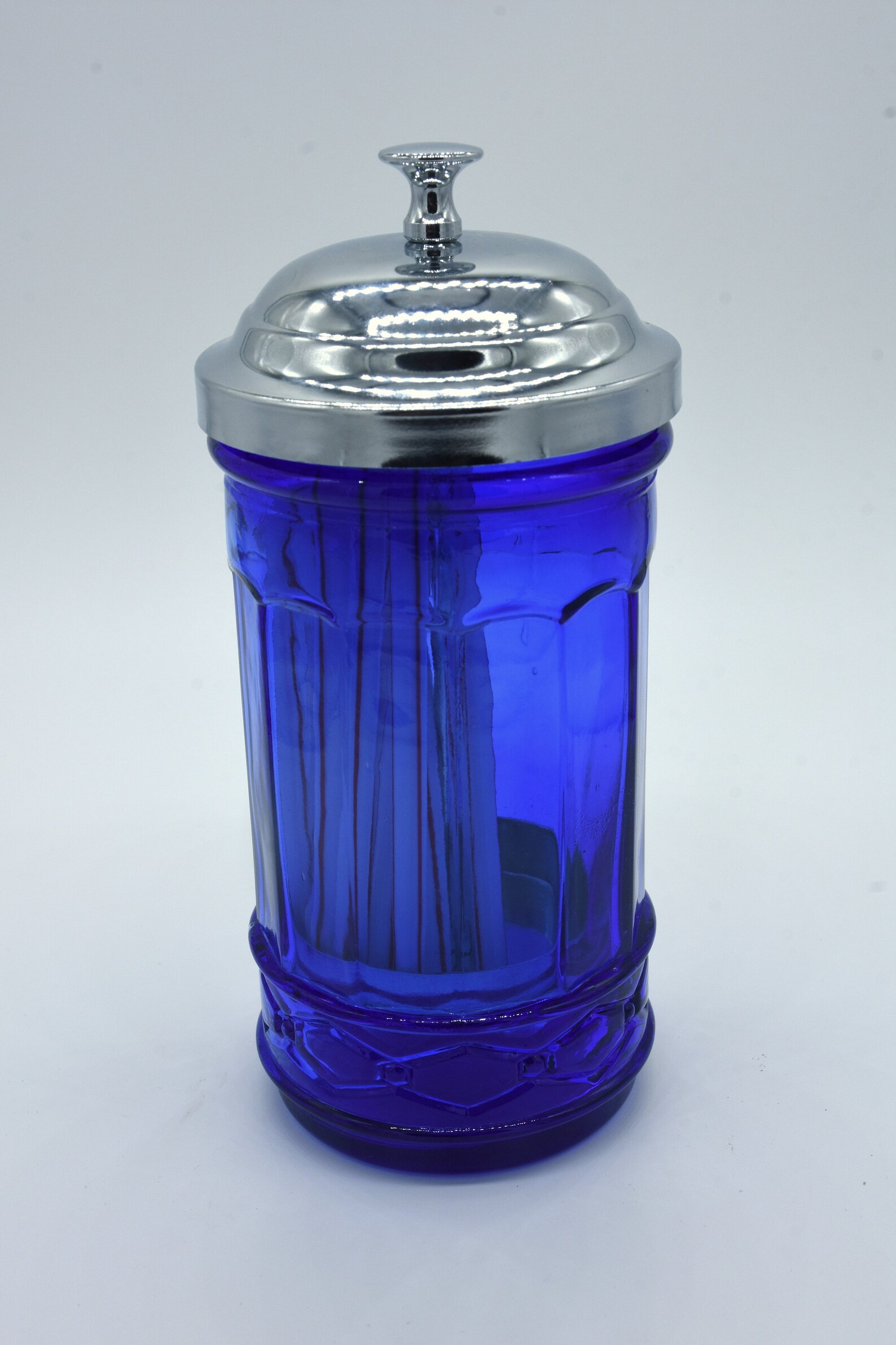 Amazing Cobalt Blue Glass No Touch Straw Dispenser Holder With Etsy
