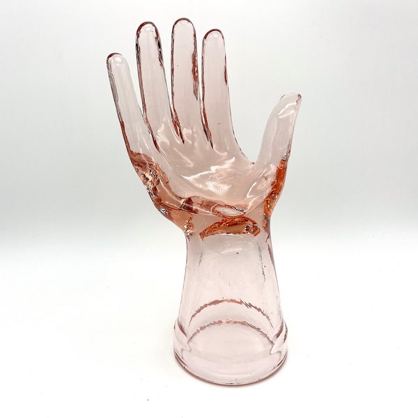 Transparent Baby PINK Glass Vintage Style Ring Bracelet Jewelry Holder Display Mannequin Hand for Accessories