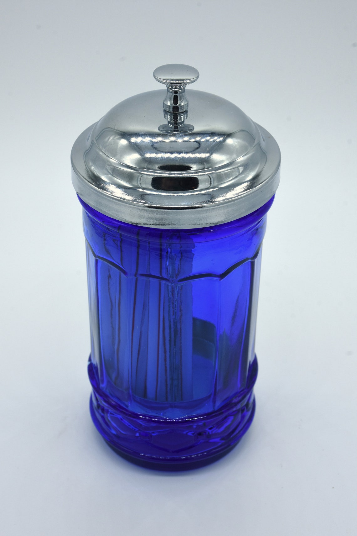 Amazing Cobalt Blue Glass No Touch Straw Dispenser Holder With Etsy