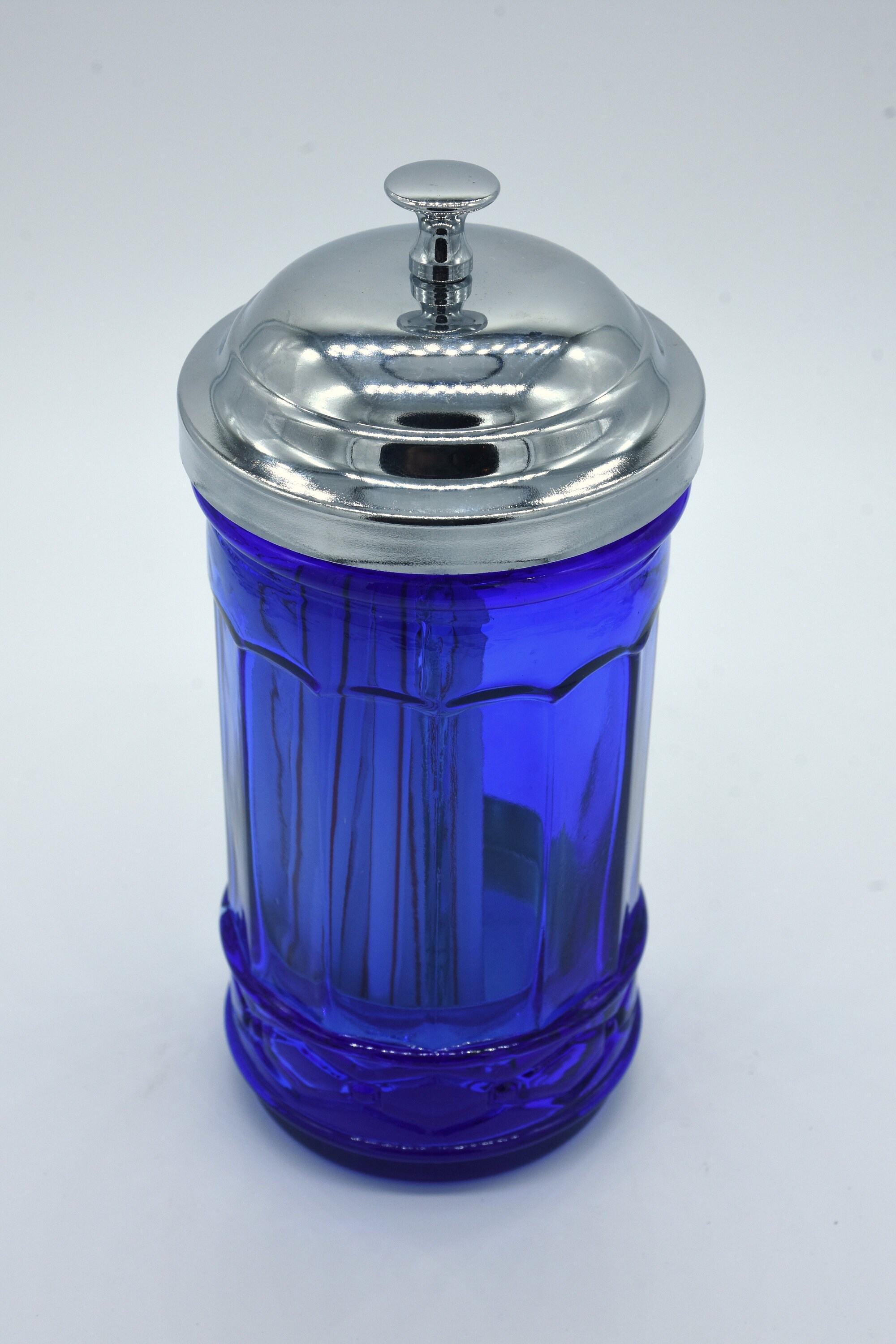 Amazing Cobalt Blue Glass No Touch Straw Dispenser Holder With Etsy