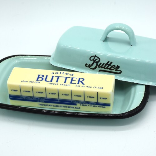 Amazing Aqua Seafoam Green Enamelware Butter Dish Metal Etsy