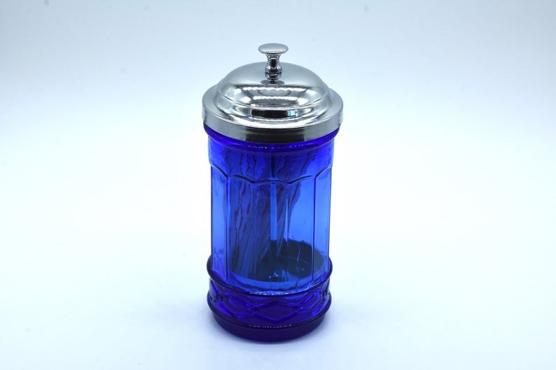Amazing Cobalt Blue Glass No Touch Straw Dispenser Holder with Etsy