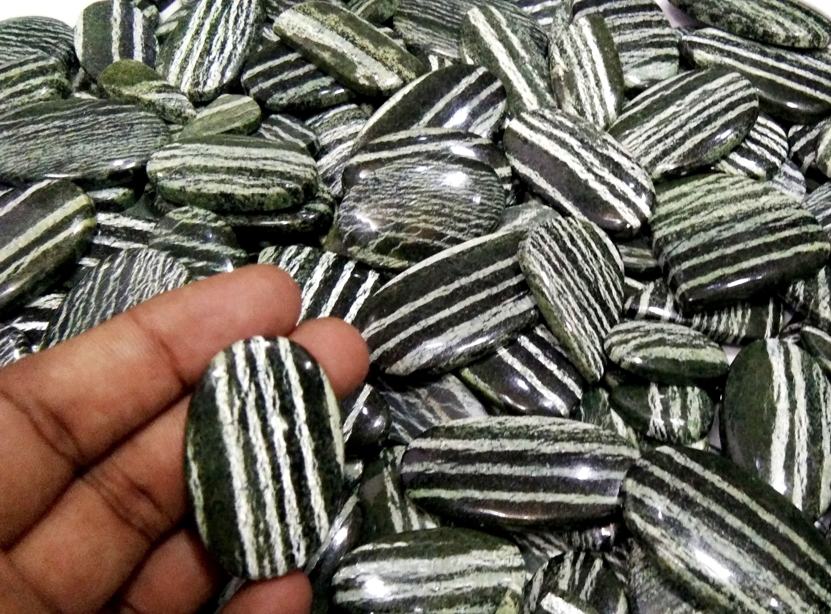 40 Off Green Zebra Jasper Natural Gemstone Cabochon Mix Etsy