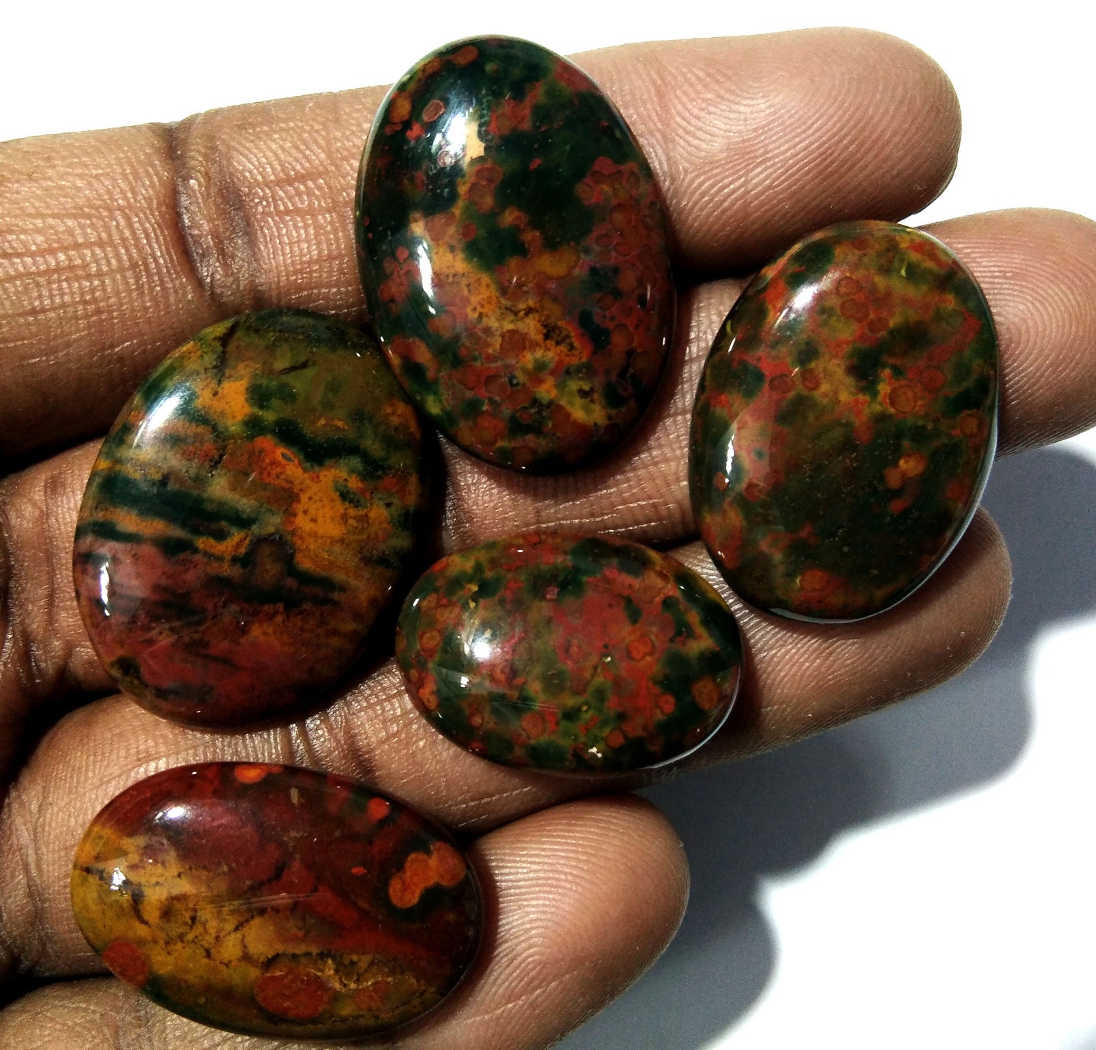 5Pcs 104Cts Wonderful Blood Agate Cabochon Natural Loose Etsy