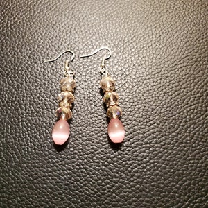 Handmade Earrings - Beautiful Glass Beaded Earrings - Pink and Crystal Beaded Earrings
