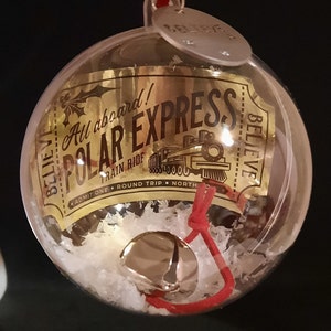 Unique One Of A Kind Polar Express 3" Ornament /Plastic Ball Ornament/ Christmas /Keepsakes/Ornaments/Gifts Under 20