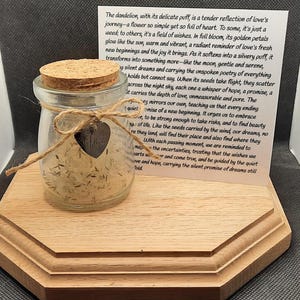 JAR OF WISHES/Real Dandelion Puff in a jar with beautiful sentiment/Dandelion Puff/Party Favors/Gifts for her/wedding favors/Favors/Bridal