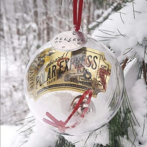 Nostalgic and Authentic Polar Express 3&quot; Ornament /Plastic Ball Ornament/ Christmas /Keepsakes/Ornaments/Nostalgic Gifts/Personalized
