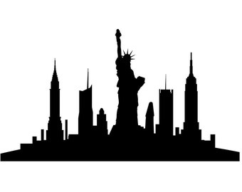 new york skyline black and white silhouette