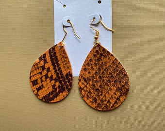 Orange snake skin earrings
