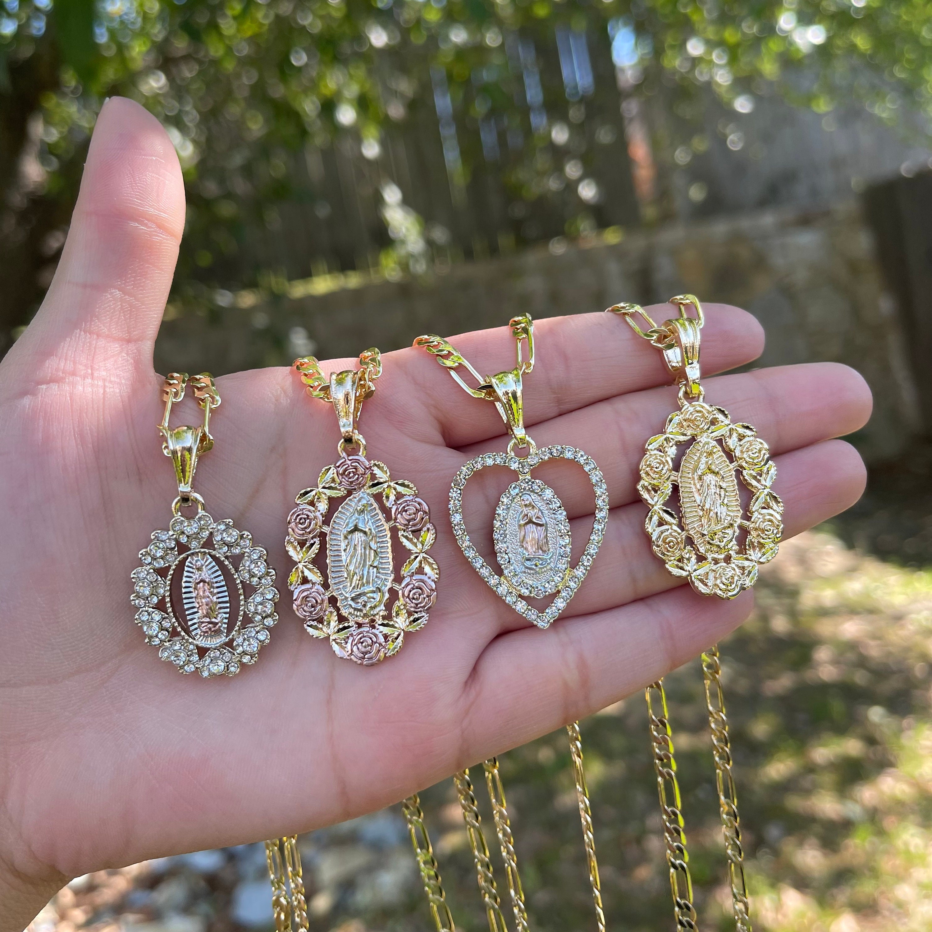 Our Lady of Guadalupe Gold Necklace. Gold Plated. Virgen De