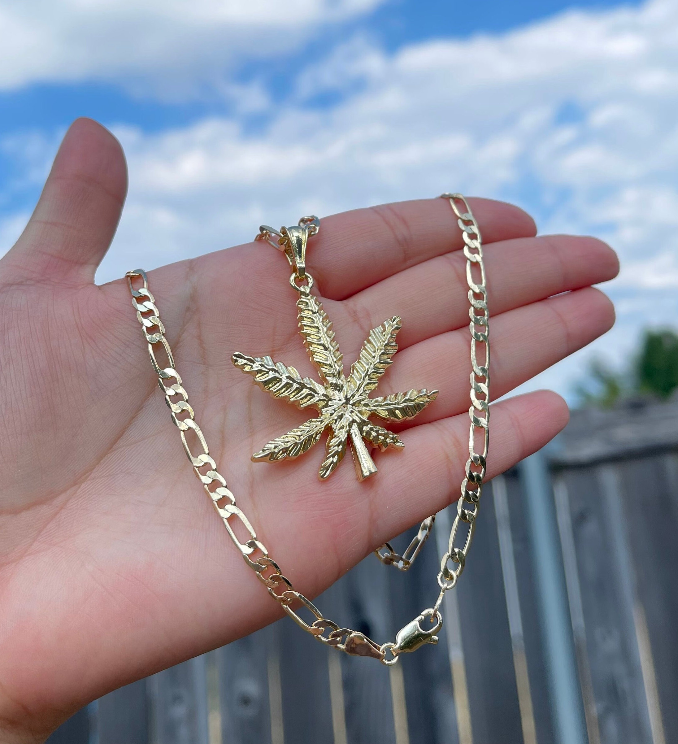 Gold Weed Pendant - Etsy