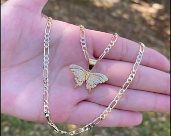 14K Gold Butterfly Pendant Necklace