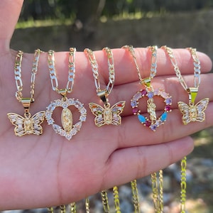 Gouden ketting Onze-Lieve-Vrouw van Guadalupe. Goud gevuld. Virgen de Guadalupe Cadena de Oro Laminado. Goud. Vergulde sieraden. Joyeria de Oro