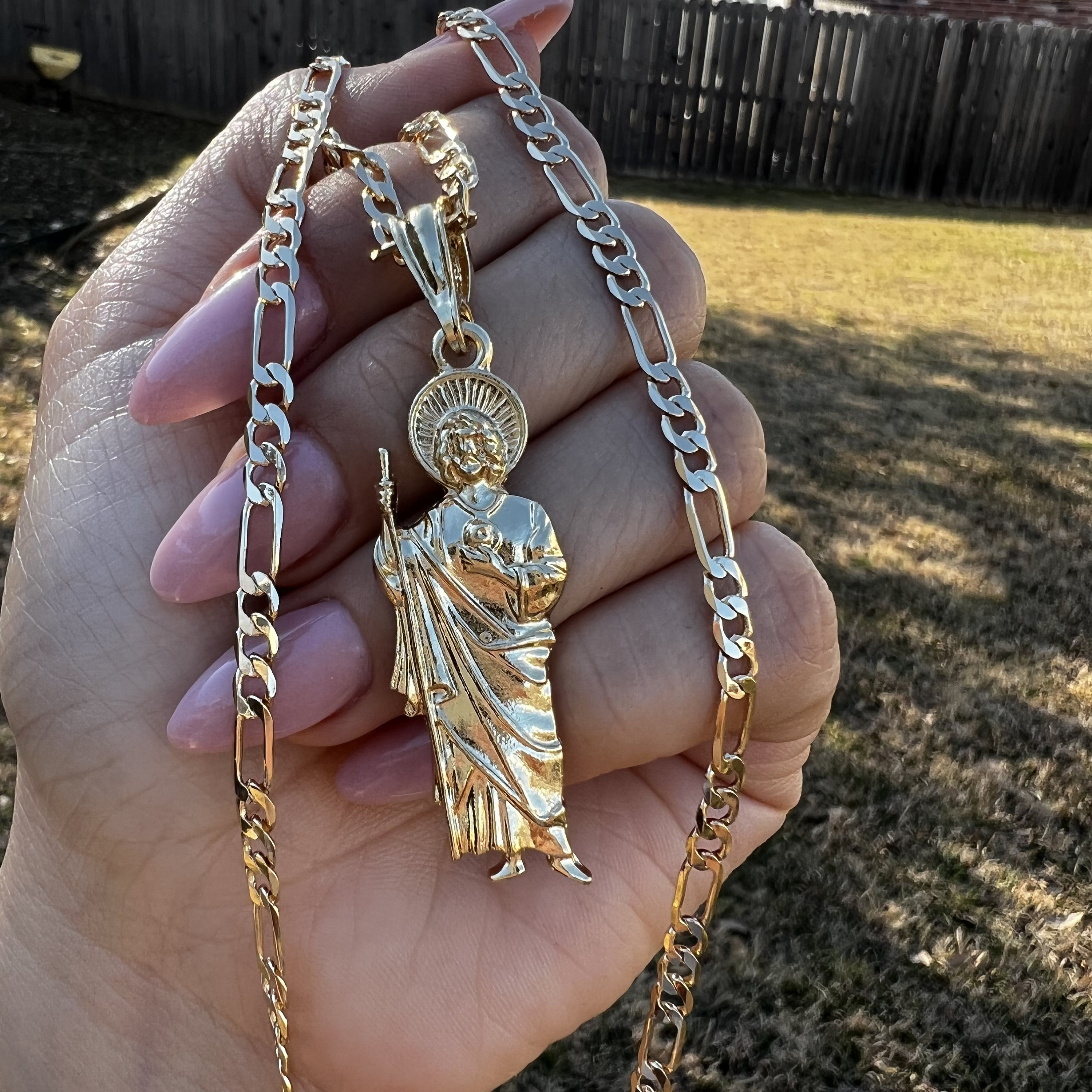 Saint Thaddeus Gold Necklace. Gold Plated. Gold Filled. San Judas Tadeo  Cadena De Oro Laminado. Gold. Gold Plated Jewerly. Joyeria De Oro. 