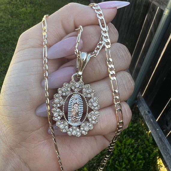 Our Lady of Guadalupe Gold Necklace. Gold Filled. Virgen De