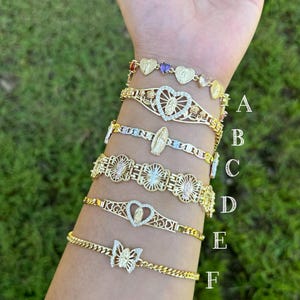 Pulseras de Nuestra Señora de Guadalupe - Joyería bañada en oro - Pulseras De la Virgen De guadalupe - Pulsera bañada en oro de 14K. Pulseras bañadas en oro