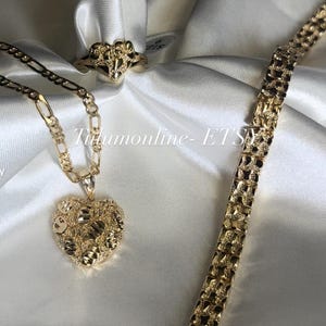Nugget Jewelry Set. Gold Plated Set. Necklace, ring and Bracelet set. Gold Plated Nugget Jewelry Set. 3 pc Jewelry Set