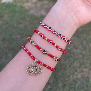 Pulsera de Mal de Ojo- Evil Eye Bracelet/ Set of Bracelet. adjustable/ One Size/ Adult/ Child Bracelet/ Handmade. Bling Bracelet. Pearl. Eye