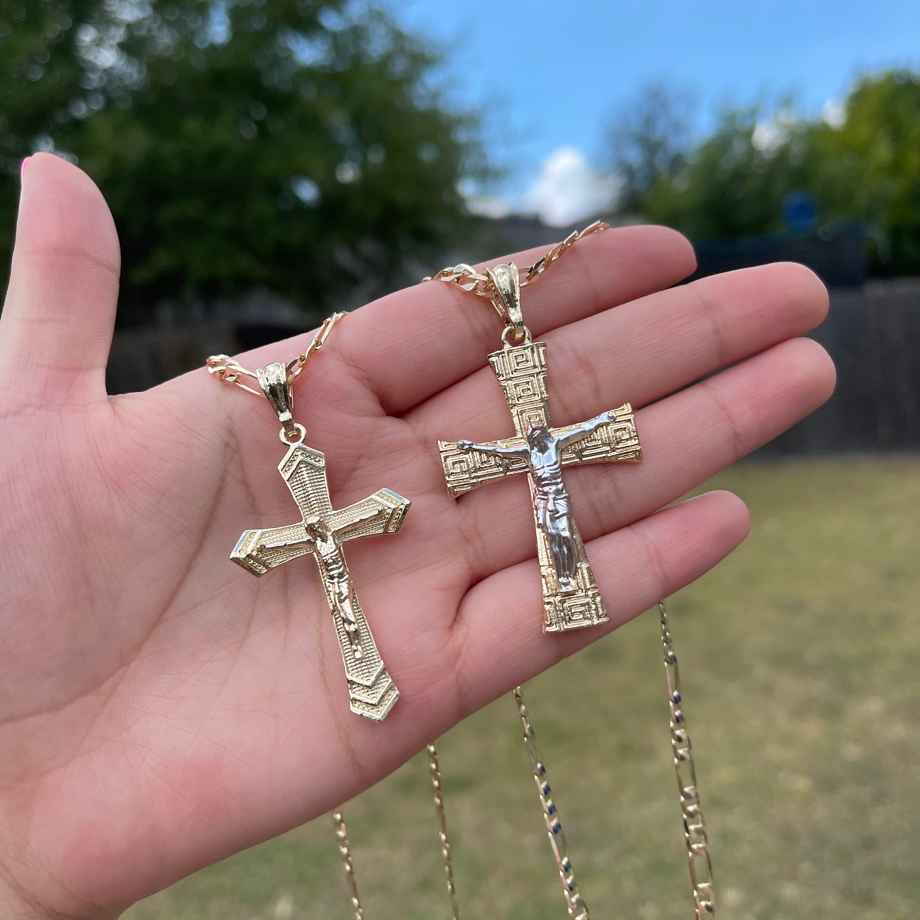 Centro de la ciudad sirena Final Cross Necklace. Jesus Cross Gold Plated Necklace 14K. Cadena - Etsy Centro de la ciudad sirena Final Cross Necklace. Jesus Cross Gold Plated Necklace 14K. Cadena - Etsy