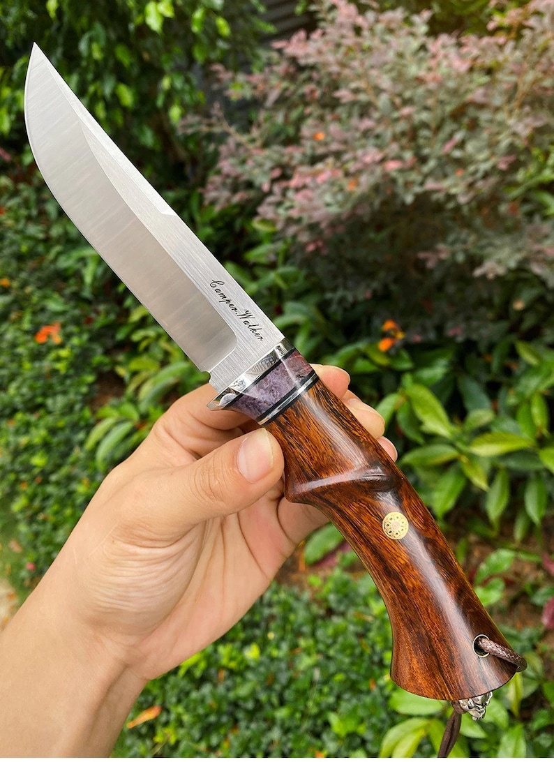 M390 Powder Steel Knife Fixed Blade, Wooden Handle Camping Knife