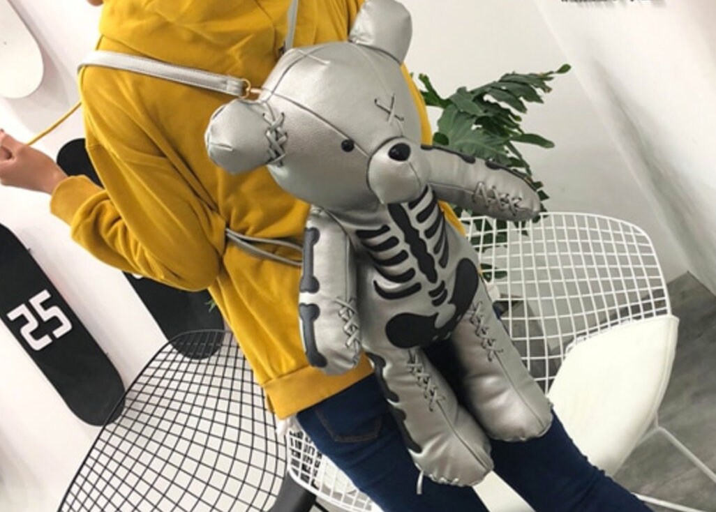 skeleton teddy bear backpack