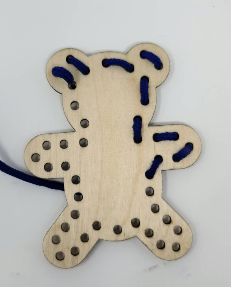 Picture of Animal Wood Lacing Cards Montessori Dexterity - Etsy