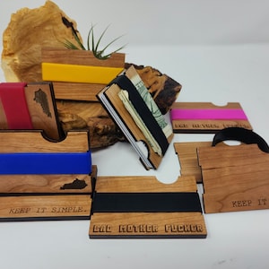 Wood minimalist wallet- simple, gift for men, wood gift