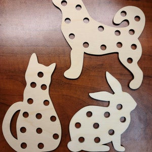 Animal Wood Lacing Cards - Montessori - dexterity - educational - developmental - coordination - Waldorf- open ended play- stocking stuffer
