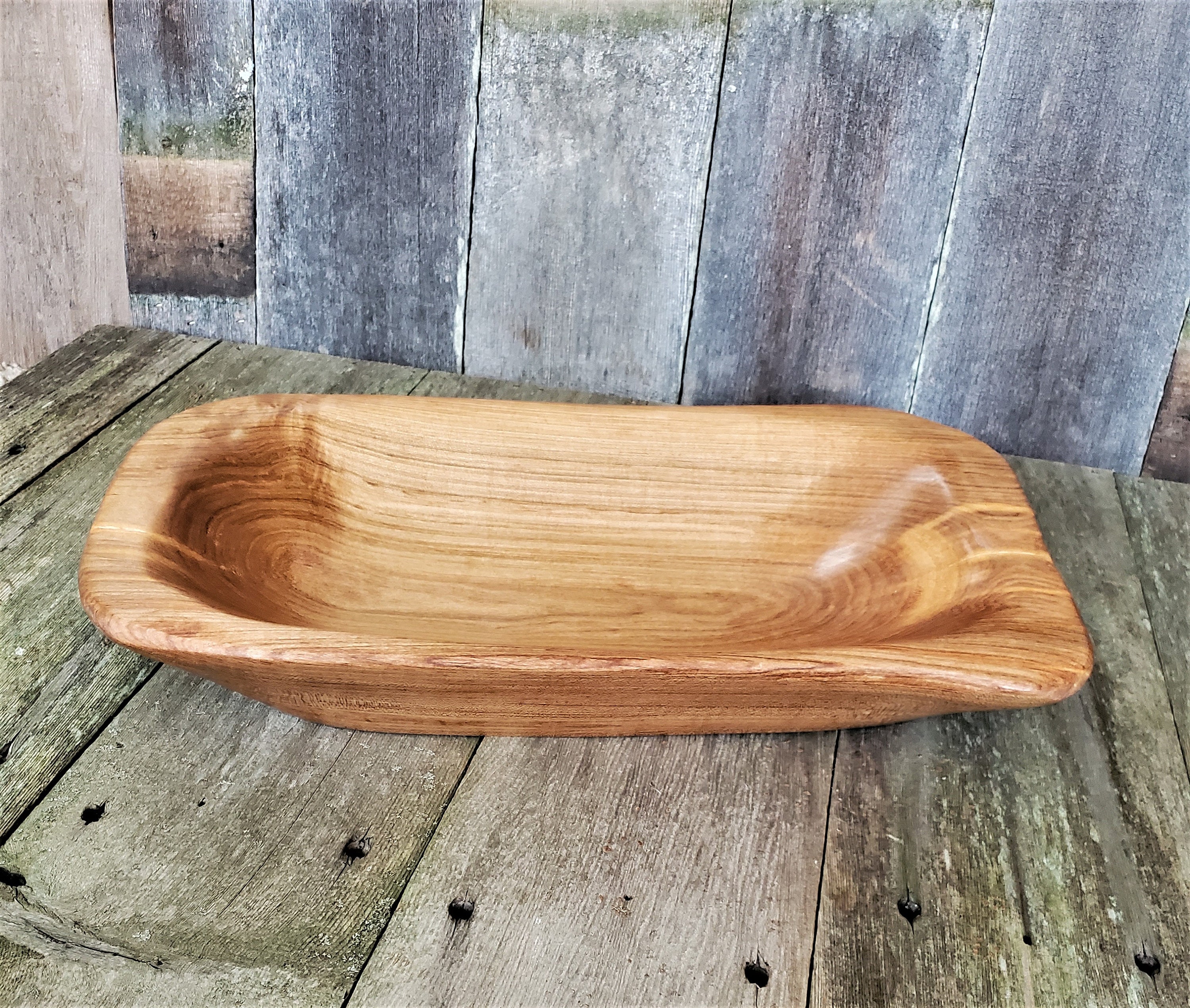 Hand carved wooden dough bowl / Rustic handmade wooden fruit Etsy