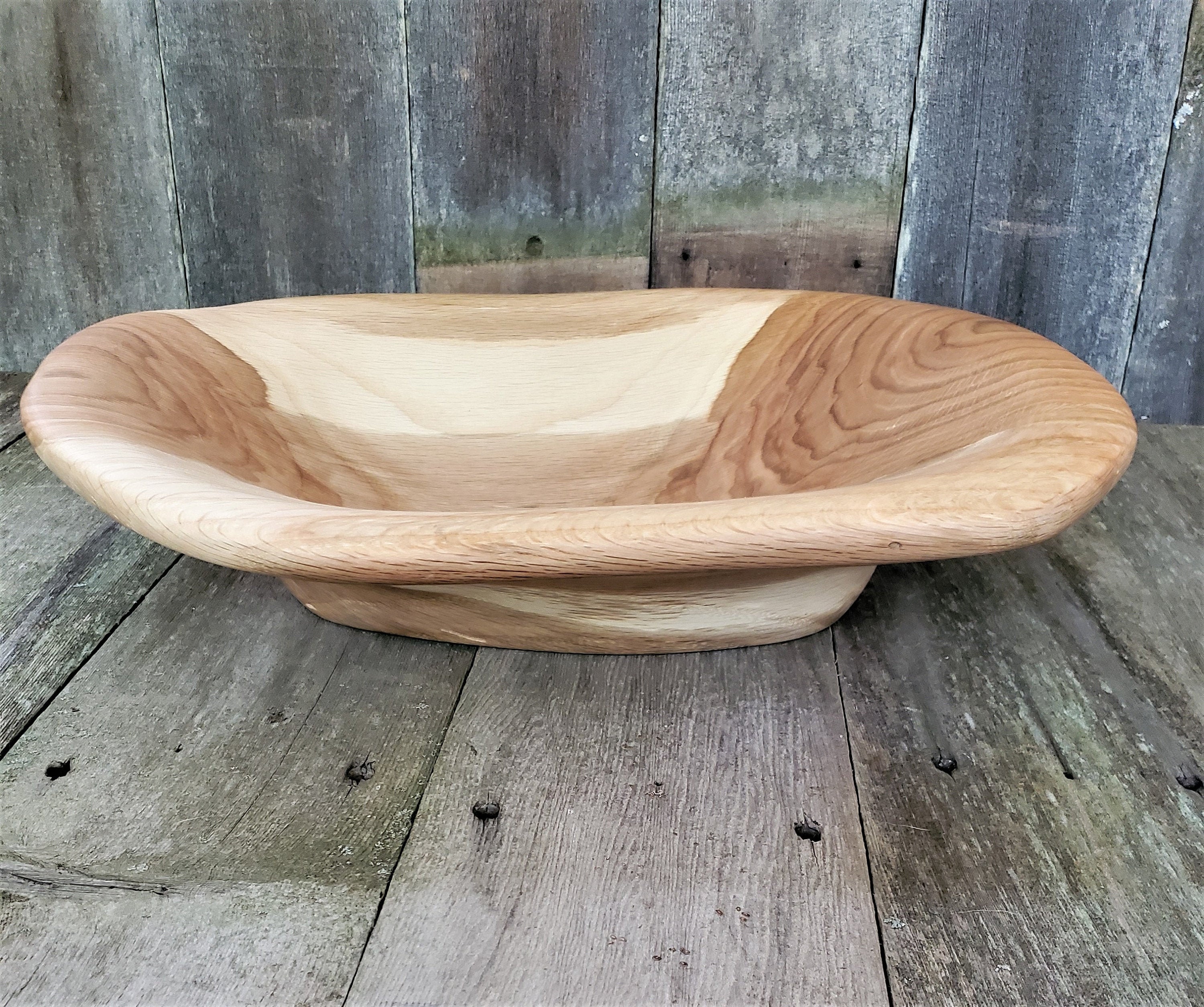 Handmade solid oak wooden bowl / Rustic hand carved wooden Etsy