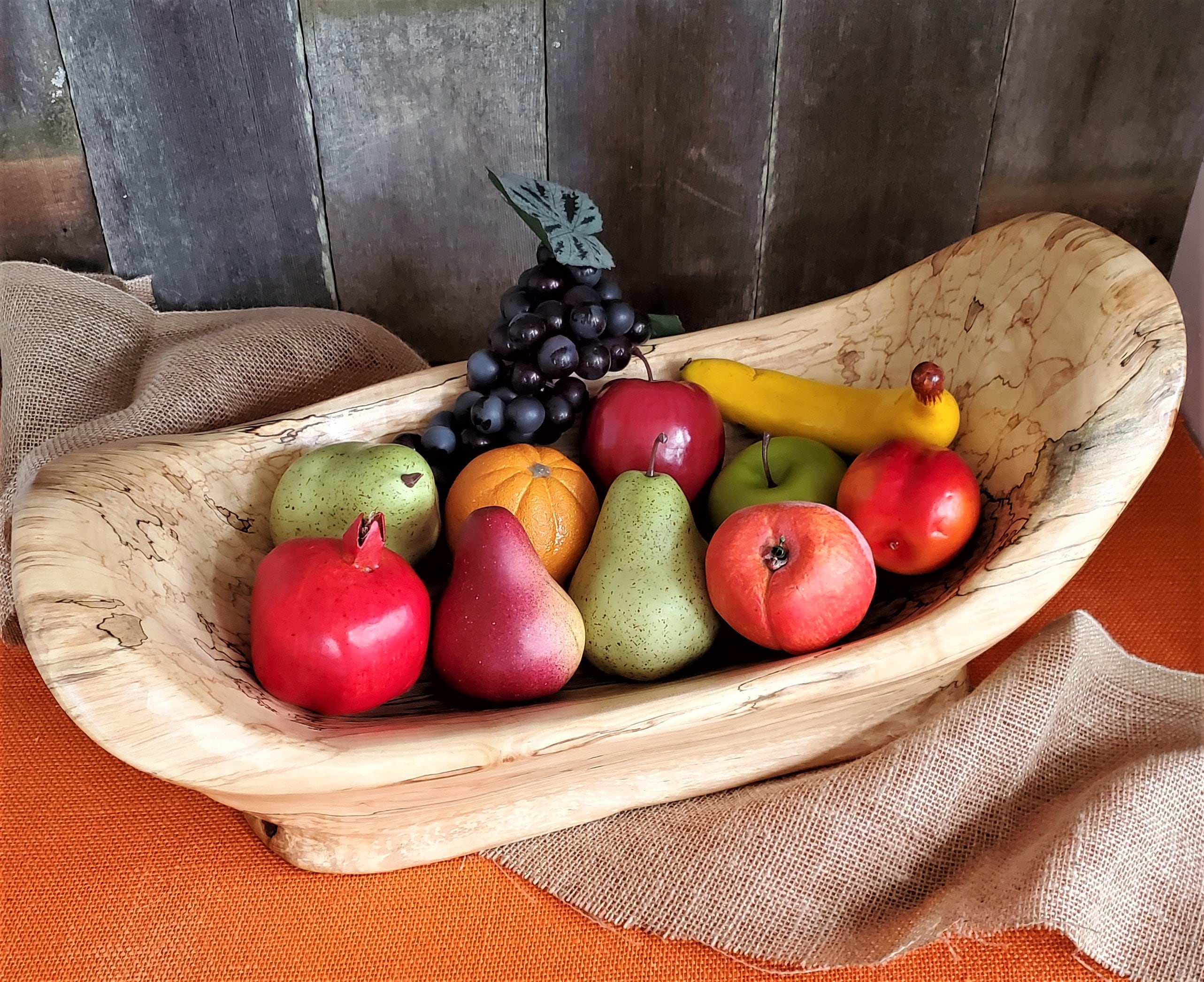 Large handmade wooden bowl / Rustic hand carved wooden fruit Etsy