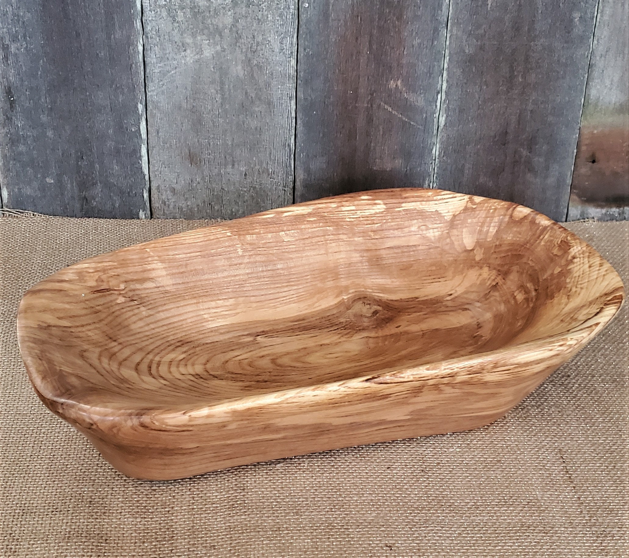 Handmade ash carved wooden bowl / Rustic wood fruit bowl / Etsy