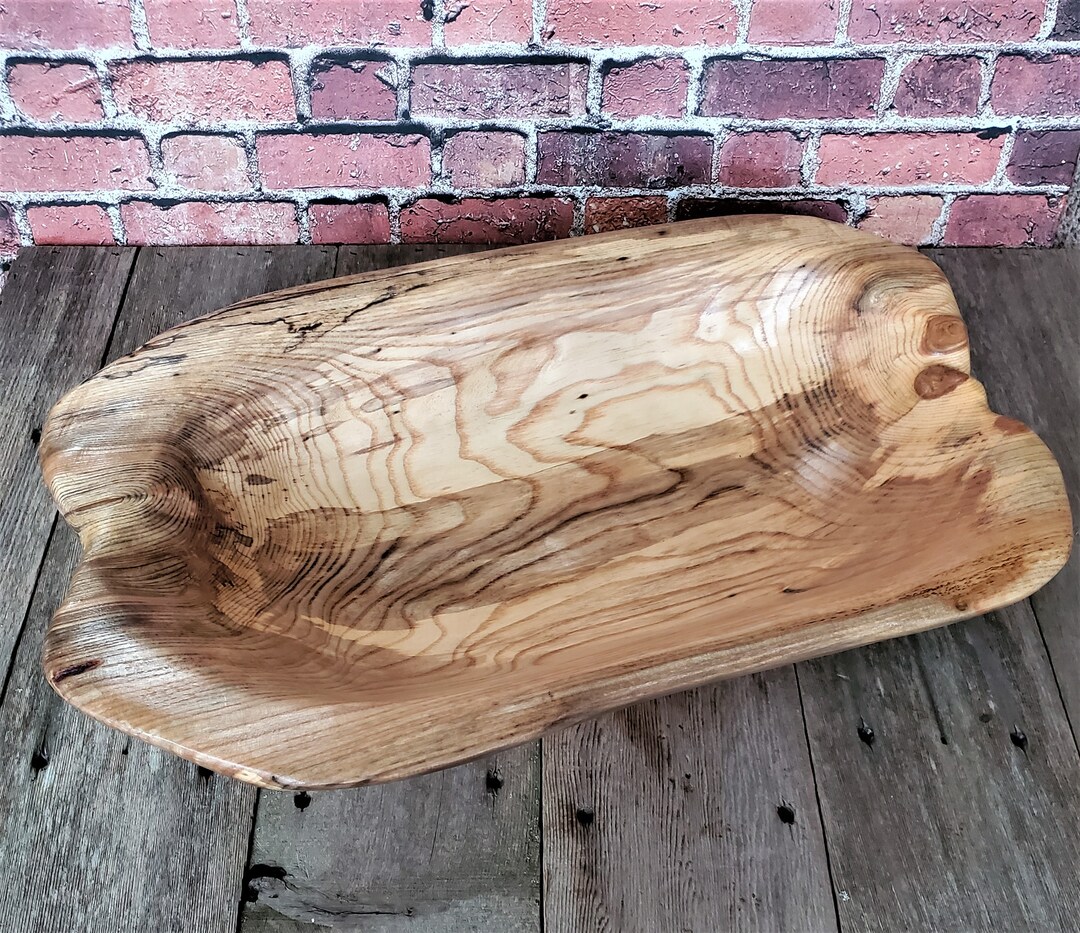 Rustic Wooden Dough Bowl / Handmade Spalted Wood Bowl / Large Wooden