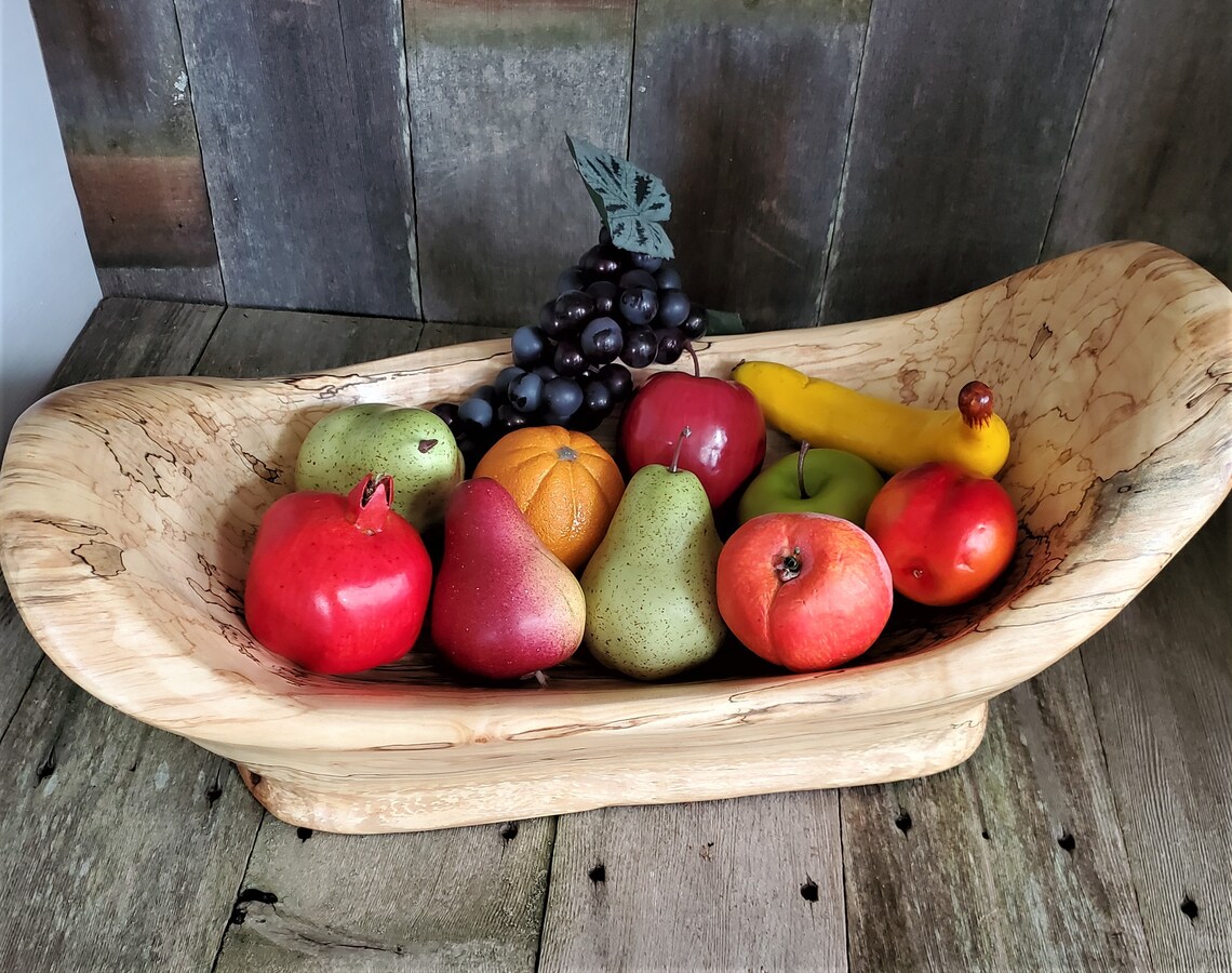 Large handmade wooden bowl / Rustic hand carved wooden fruit Etsy