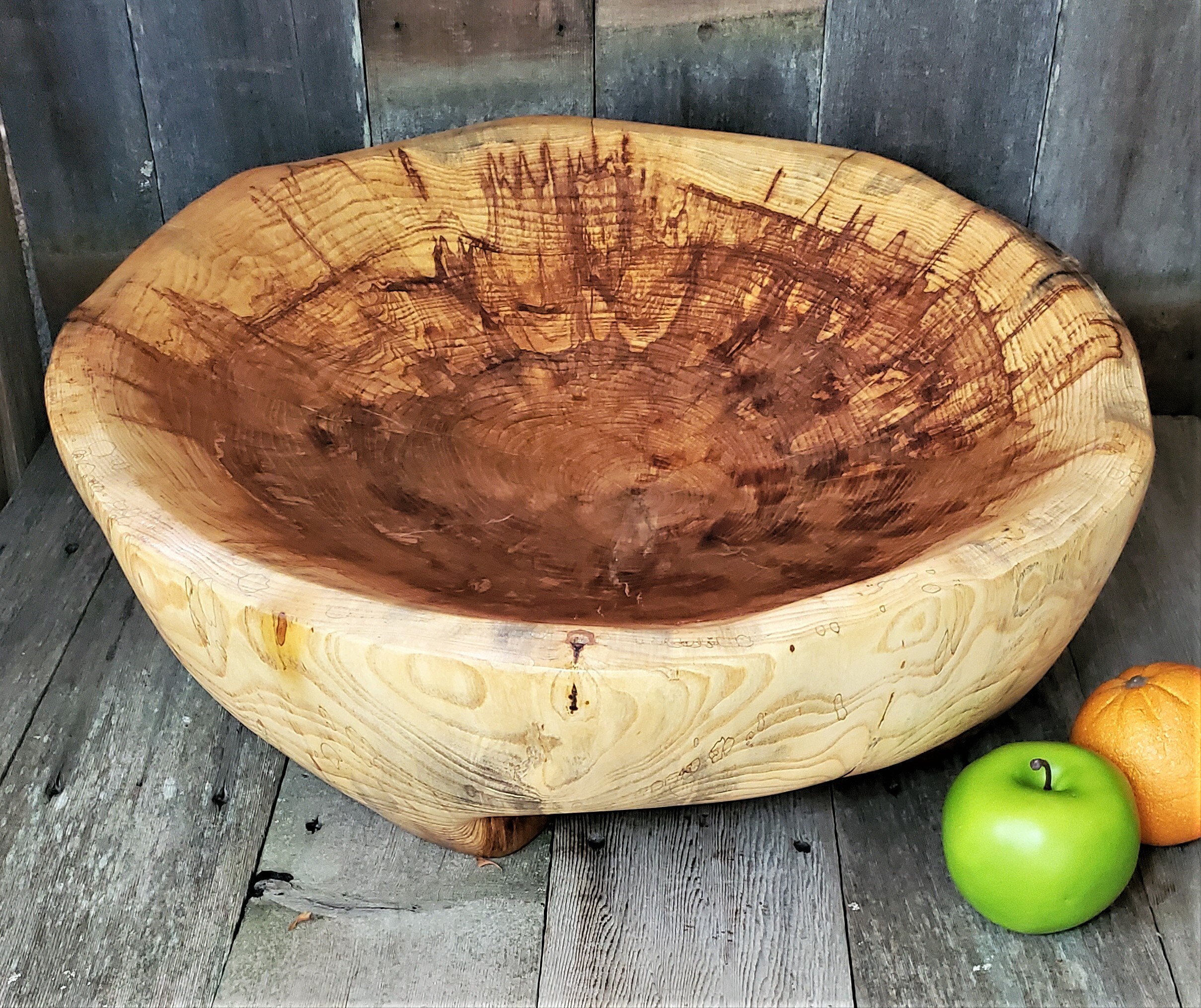 Extra Large Rustic Wooden Fruit Bowl / Handmade Spalted Wood Etsy