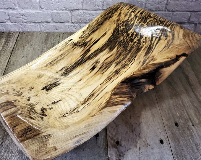 Large Handmade Wooden Bread Bowl / Rustic Hand Carved Fruit Bowl